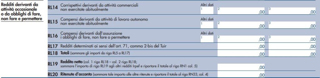 Attività occasionali nella dichiarazione 2021