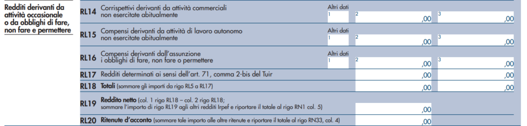 Attività occasionali nella dichiarazione 2023